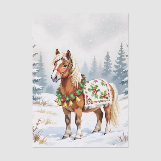 Shetland Pony and Holly Christmas   Tissue Paper (Front)