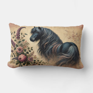 Shetland Pony Floral Vintage Lumbar Cushion