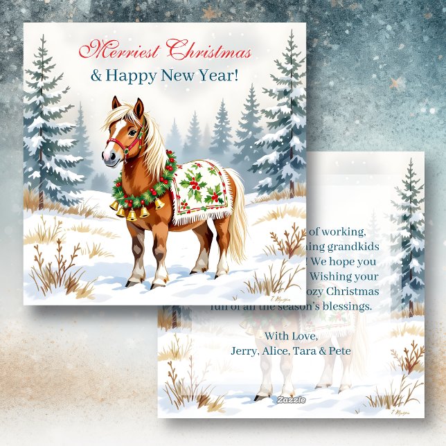 Shetland Pony Personalised Christmas Holiday Card (Creator Uploaded)