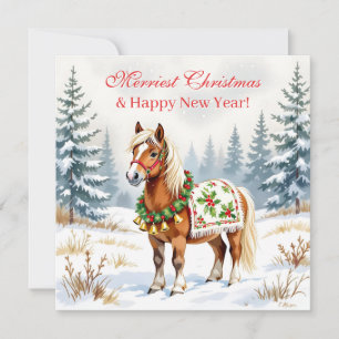 Shetland Pony Personalized Christmas Holiday Card