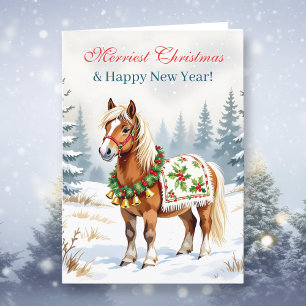Shetland Pony Personalized Christmas Holiday Card