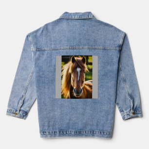 Shetland Pony Portrait – Frontal 6K Photorealistic Denim Jacket