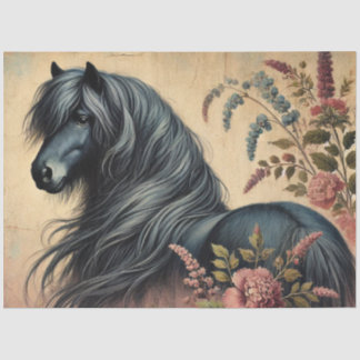 Shetland Pony, Vintage Floral, Decoupage Tissue Paper
