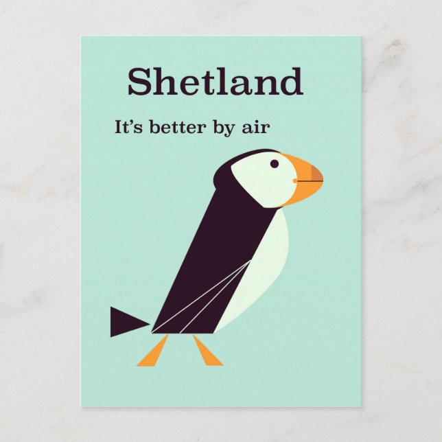 Shetland Puffin Vintage travel poster Postcard (Front)