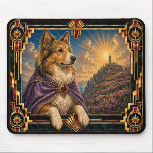 Shetland Sheepdog, Art Deco Dog Mouse Pad