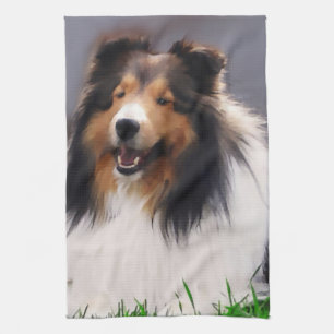Shetland Sheepdog Art Tea Towel