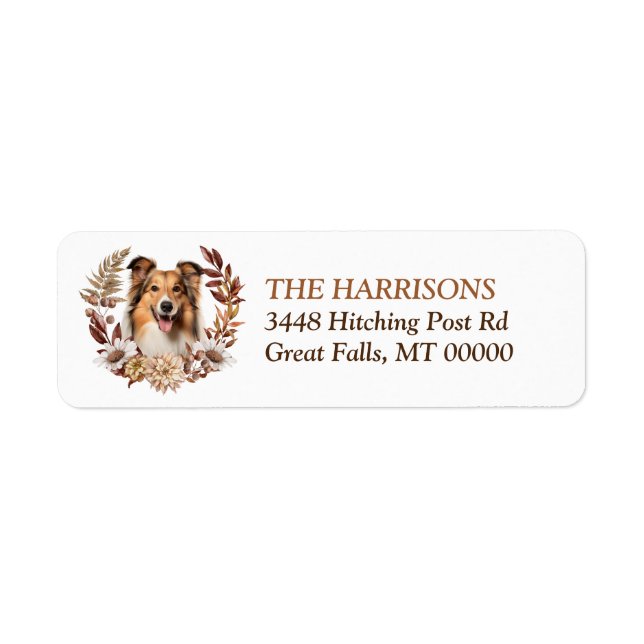 Shetland Sheepdog Autumn Wreath Return Address Return Address Label (Front)