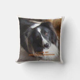 shetland sheepdog black and white love w pic cushion