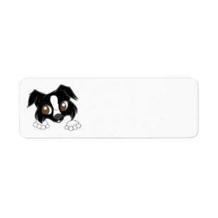 Shetland Sheepdog Black and White Peeking Cartoon Return Address Label