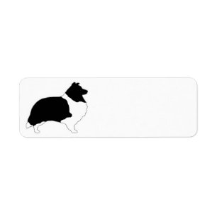 Shetland Sheepdog Black and White SIlhouette Return Address Label