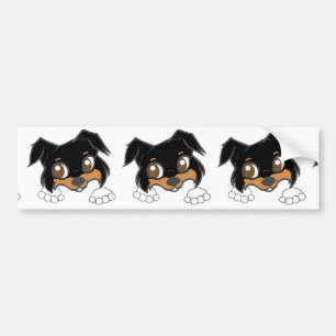 Shetland Sheepdog Black Tri Peeking Cartoon Bumper Sticker