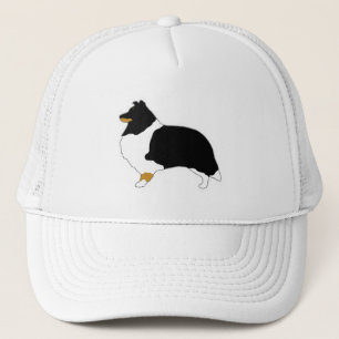 shetland sheepdog black white and tan silo trucker hat