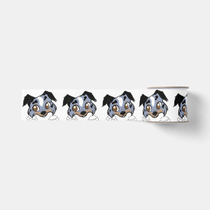 Shetland Sheepdog Blue Merle Tri Peeking Cartoon Grosgrain Ribbon