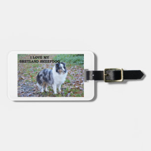 shetland-sheepdog-blue merle white tan love w pic. luggage tag