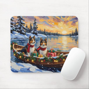 Shetland Sheepdog Christmas Boat Holiday Mouse Pad
