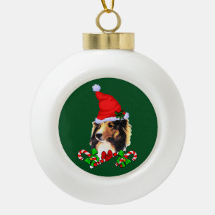 Shetland Sheepdog Christmas Ceramic Ball Christmas Ornament