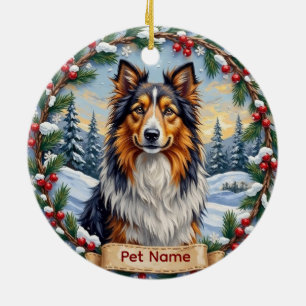 Shetland Sheepdog Christmas Ceramic Ornament