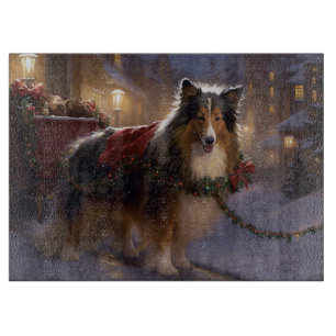Shetland Sheepdog Christmas Festive Season Cutting Board