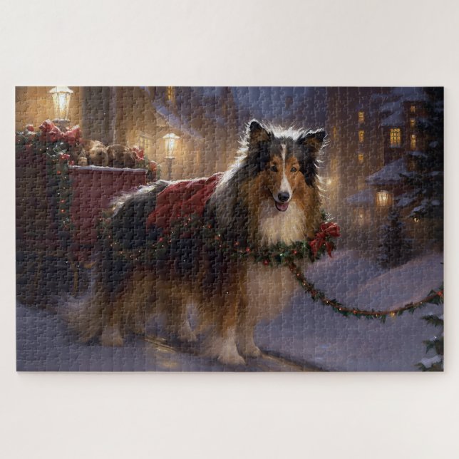 Shetland Sheepdog Christmas Festive Season  Jigsaw Puzzle (Horizontal)