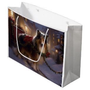Shetland Sheepdog Christmas Festive Season Large Gift Bag