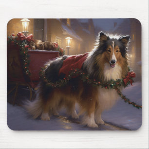 Shetland Sheepdog Christmas Festive Season Mouse Pad