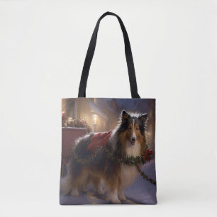 Shetland Sheepdog Christmas Festive Season  Tote Bag