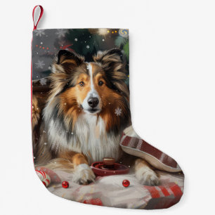 Shetland Sheepdog Christmas Festive Small Christmas Stocking