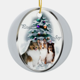 Shetland Sheepdog Christmas Gifts Ceramic Tree Decoration