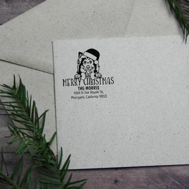 Shetland Sheepdog Christmas Return Address  Rubber Stamp (Creator Uploaded)