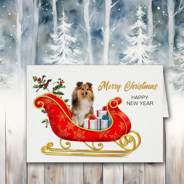Shetland Sheepdog Christmas Sleigh Card (Creator Uploaded)