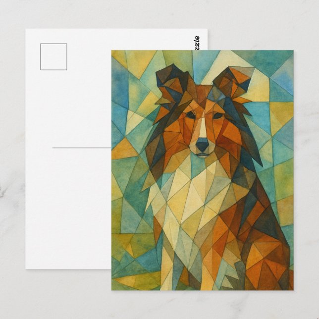 Shetland Sheepdog Cubist Sitting Postcard (Front/Back)
