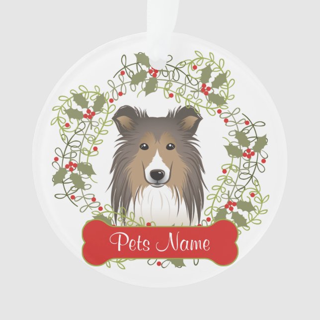 Shetland Sheepdog Customisable Ornament (Front)