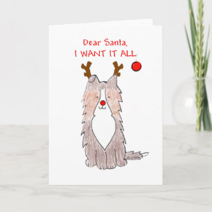 Shetland Sheepdog Dear Santa Holiday Card