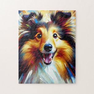 Shetland Sheepdog Dog Acrylic Art Print Dog Lover Jigsaw Puzzle