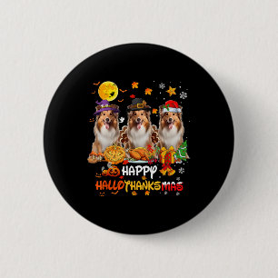 Shetland Sheepdog Dog Happy Halloween Thanksgiving 6 Cm Round Badge