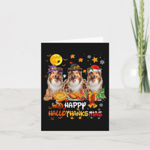 Shetland Sheepdog Dog Happy Halloween Thanksgiving Card