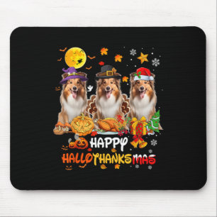 Shetland Sheepdog Dog Happy Halloween Thanksgiving Mouse Pad