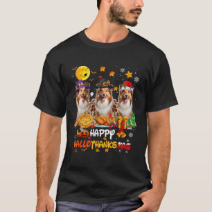 Shetland Sheepdog Dog Happy Halloween Thanksgiving T-Shirt