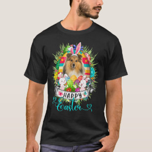 Shetland Sheepdog Dog In Easter Eggs Basket Happy T-Shirt
