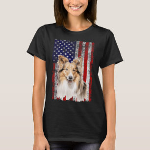 Shetland Sheepdog Dog Lover Flag 4th of July T-Shirt