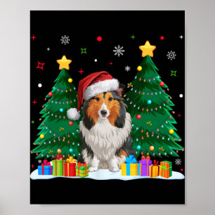 Shetland Sheepdog Dog Lover Santa Hat Ugly Christm Poster