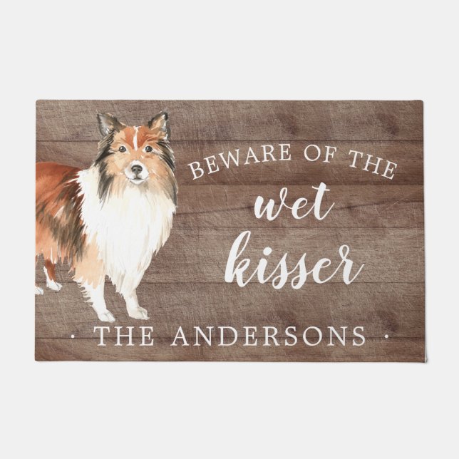 Shetland Sheepdog Dog Personalised Door Mat (Front)