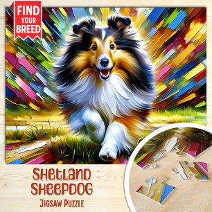 Shetland Sheepdog Dog Portrait Acrylic Art Print Jigsaw Puzzle