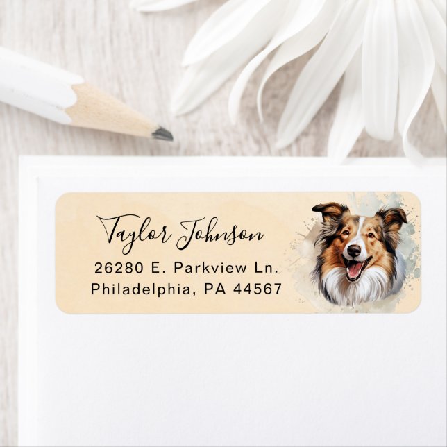 Shetland Sheepdog Dog Return Address Label (Insitu)