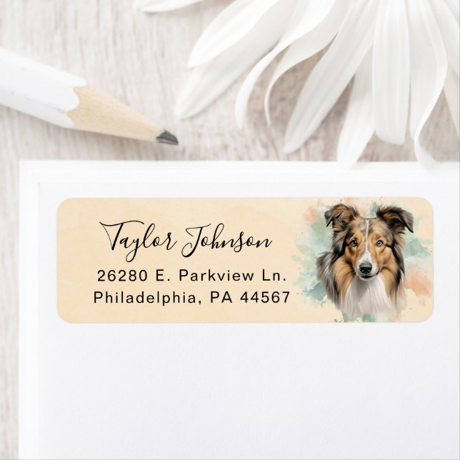 Shetland Sheepdog Dog Return Address Label (Insitu)