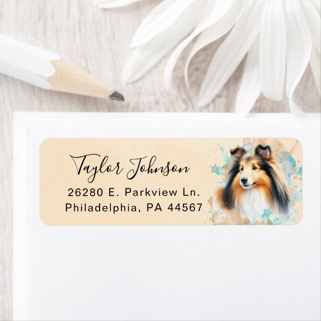 Shetland Sheepdog Dog Return Address Label (Insitu)
