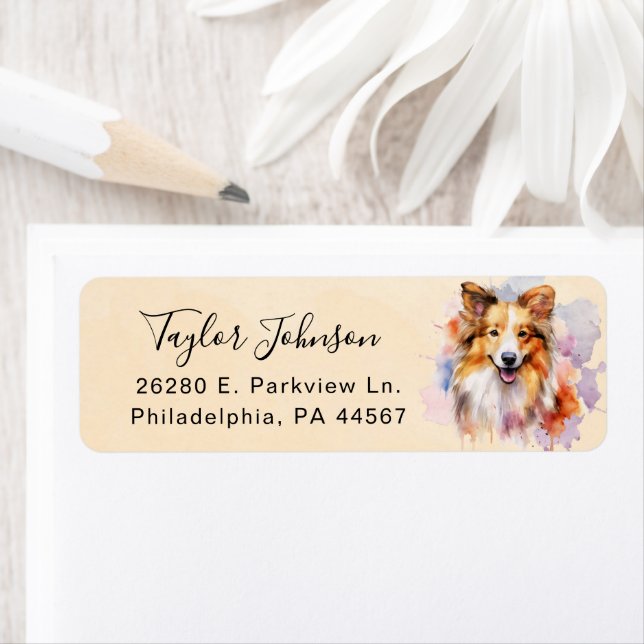 Shetland Sheepdog Dog Return Address Label (Insitu)