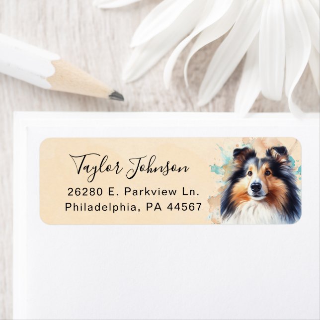 Shetland Sheepdog Dog Return Address Label (Insitu)
