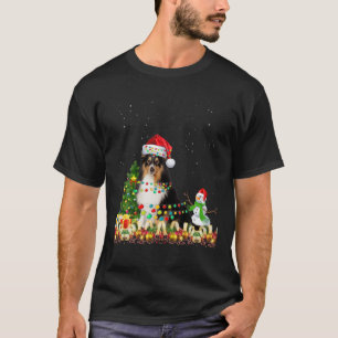 Shetland Sheepdog Dog Santa Hat Christmas Dog Ligh T-Shirt