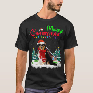 Shetland Sheepdog Dog Santa Hat Christmas Lights M T-Shirt